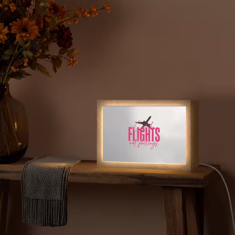 Catch flights not feelings - Vliegtuig - Roze Light Box met kabel (Tafellamp) klein -sfeer4
