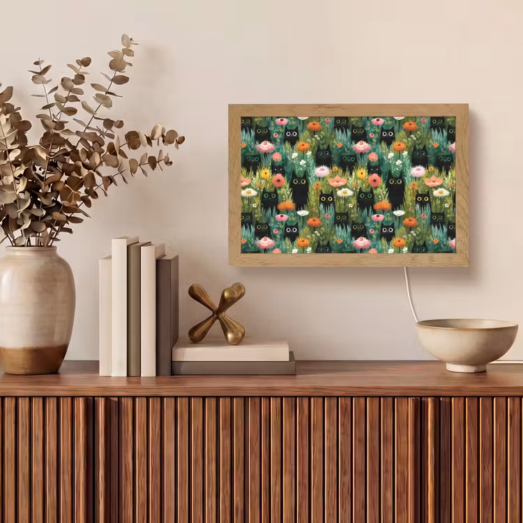 Katten - Bloemen - Kleurrijk Light Box met kabel (Tafellamp) klein 924 -sfeer2