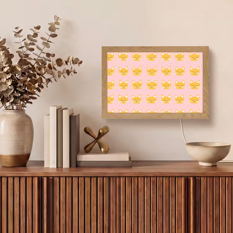 Katten - Patroon - Roze Light Box met kabel (Tafellamp) klein 924 -sfeer2