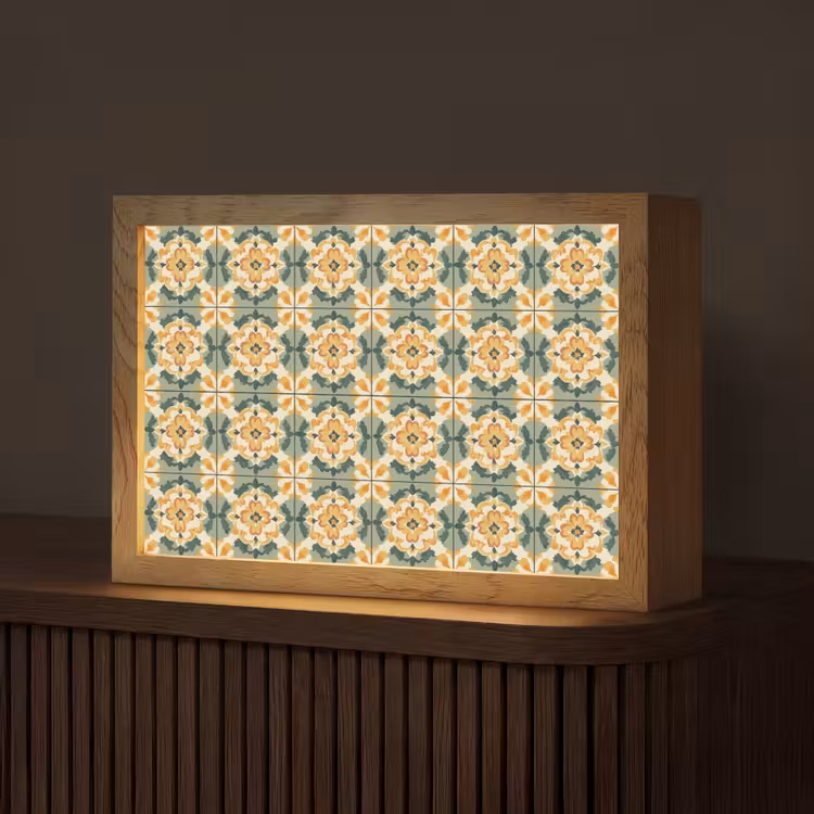 Keramiek - Verweerd - Kleurrijk Light Box met kabel (Tafellamp) klein 924 -z3d_website