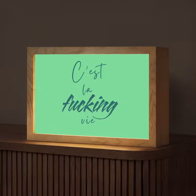c'est la fucking vie - Groen - Penseelstijl Light Box met kabel (Tafellamp) klein -z3d_website