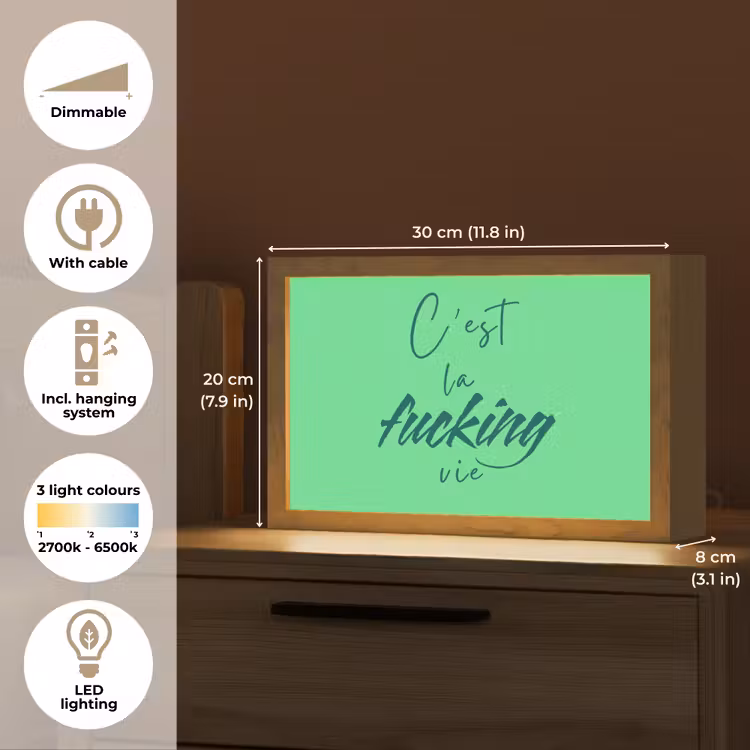 c'est la fucking vie - Groen - Penseelstijl Light Box met kabel (Tafellamp) klein -USP_EN