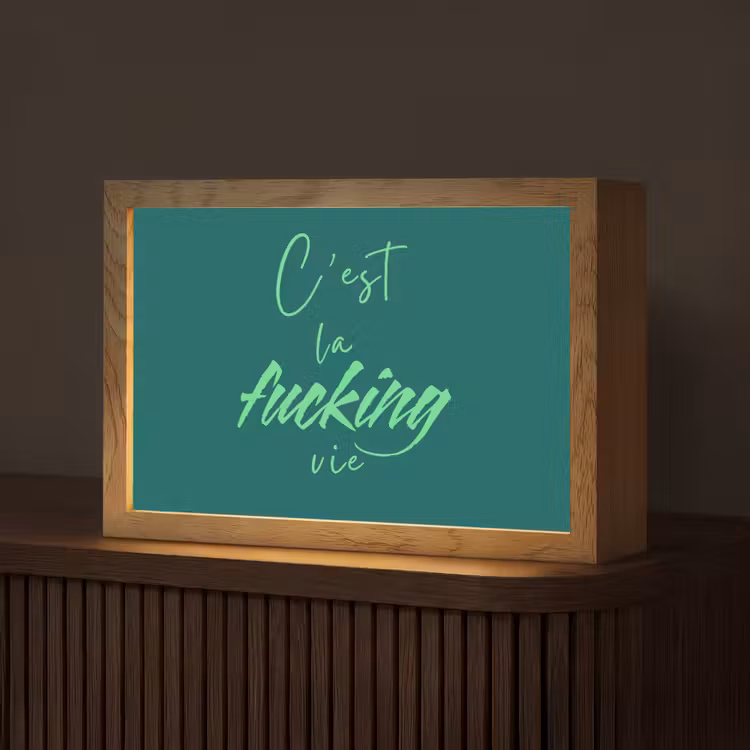 c'est la fucking vie - Groen - Handgeschreven Light Box met kabel (Tafellamp) klein -z3d_website