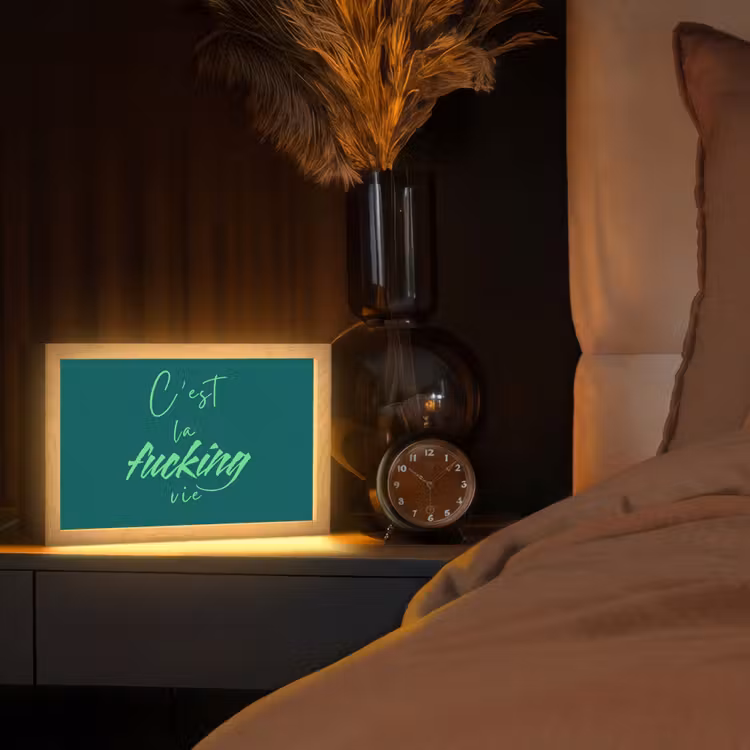 c'est la fucking vie - Groen - Handgeschreven Light Box met kabel (Tafellamp) klein -sfeer1