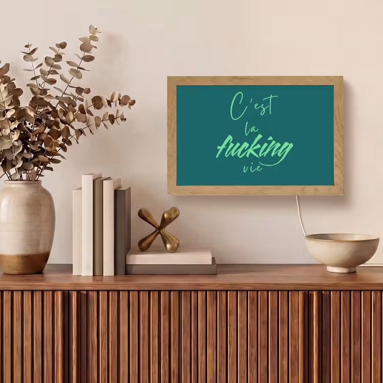 c'est la fucking vie - Groen - Handgeschreven Light Box met kabel (Tafellamp) klein -sfeer2