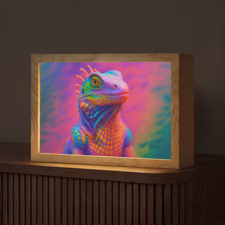 Kameleon - Dieren - Neon - Kleur Light Box met kabel (Tafellamp) klein -z3d_website