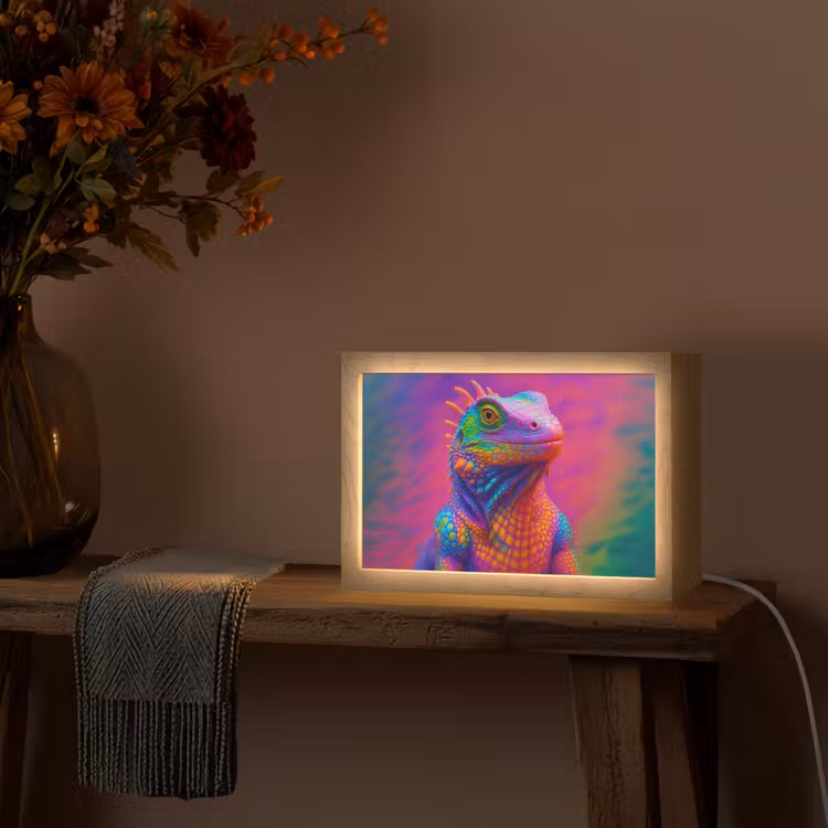 Kameleon - Dieren - Neon - Kleur Light Box met kabel (Tafellamp) klein -sfeer4