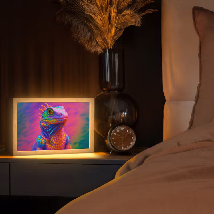 Kameleon - Dieren - Neon - Kleur Light Box met kabel (Tafellamp) klein -sfeer1