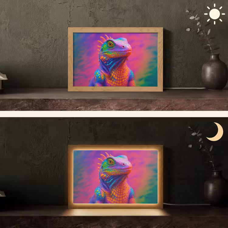 Kameleon - Dieren - Neon - Kleur Light Box met kabel (Tafellamp) klein -sfeer3