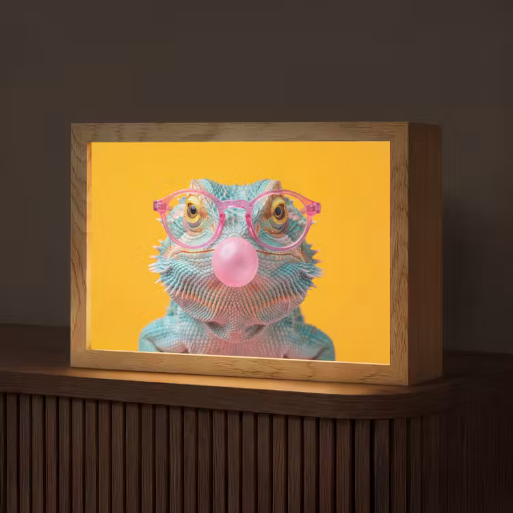 Kameleon - Kauwgom - Kleurrijk Light Box met kabel (Tafellamp) klein -z3d_website