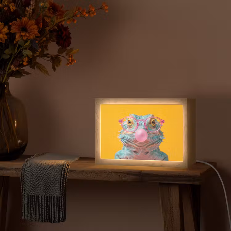 Kameleon - Kauwgom - Kleurrijk Light Box met kabel (Tafellamp) klein -sfeer4