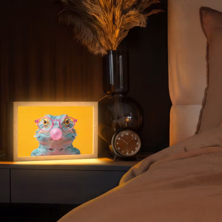 Kameleon - Kauwgom - Kleurrijk Light Box met kabel (Tafellamp) klein -sfeer1