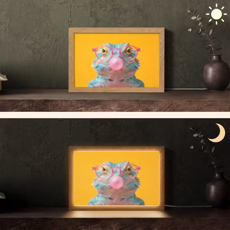 Kameleon - Kauwgom - Kleurrijk Light Box met kabel (Tafellamp) klein -sfeer3