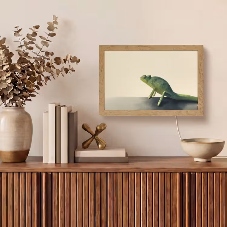 Kameleon - Groen - Minimalistisch Light Box met kabel (Tafellamp) klein -sfeer2