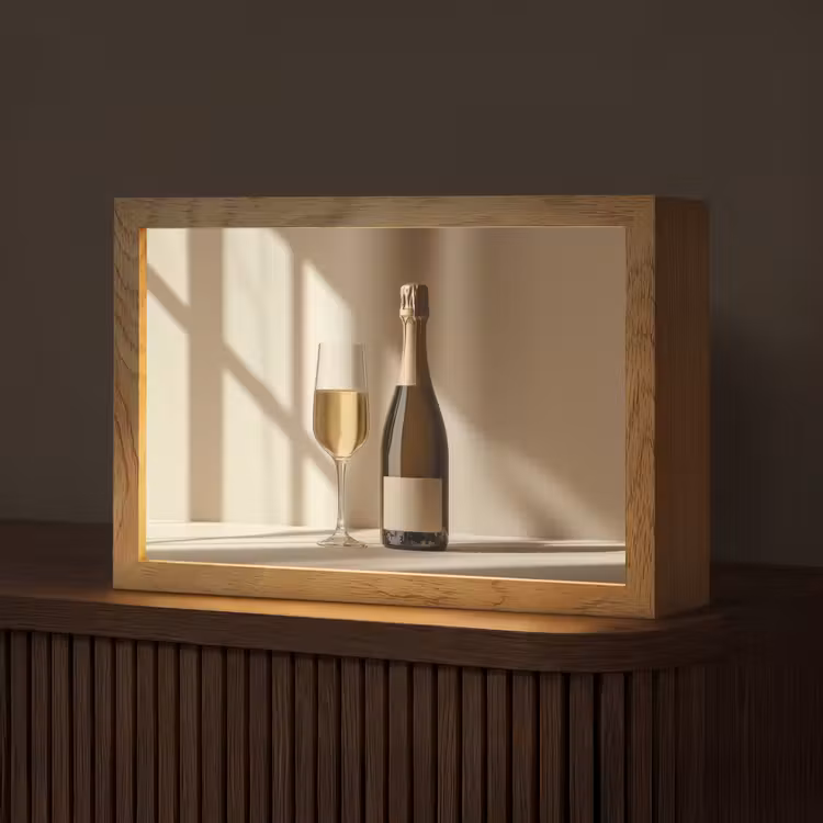 Champagne - Beige - Schaduw - Bubbels Light Box met kabel (Tafellamp) klein -z3d_website