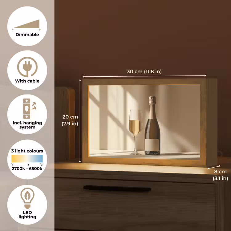 Champagne - Beige - Schaduw - Bubbels Light Box met kabel (Tafellamp) klein -USP_EN