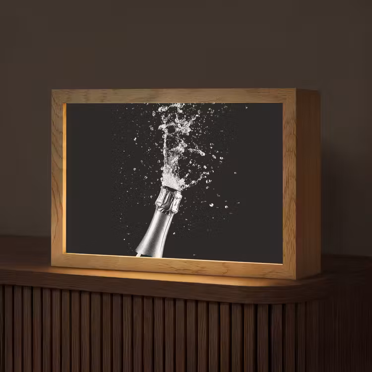 Champagne - Zwart - Spetters - Popping Light Box met kabel (Tafellamp) klein -z3d_website