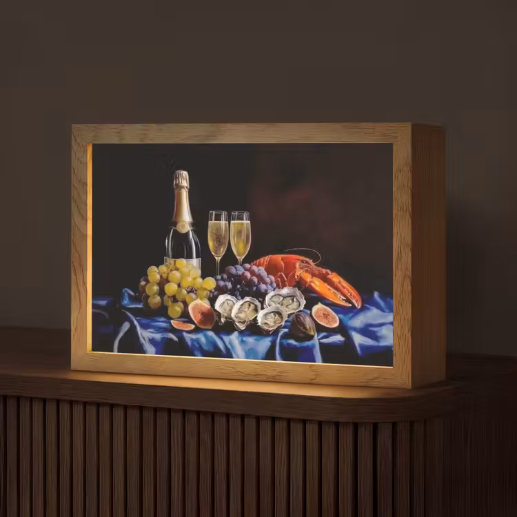Champagne - Luxe - Oesters Light Box met kabel (Tafellamp) klein -z3d_website