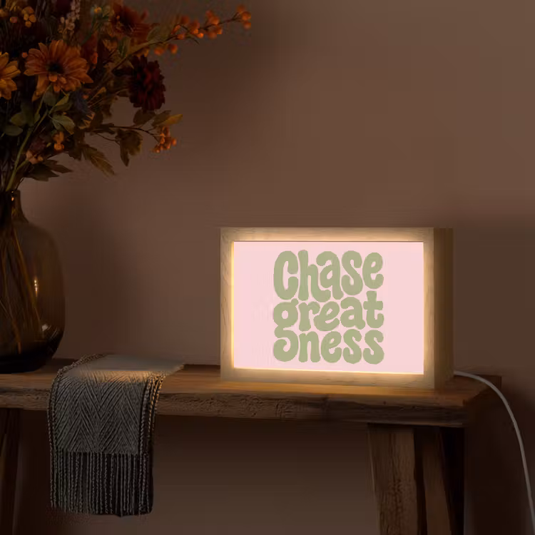 Chase greatness - Groen - Roze - Retro Light Box met kabel (Tafellamp) klein -sfeer4