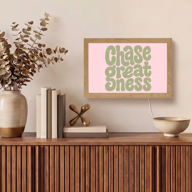 Chase greatness - Groen - Roze - Retro Light Box met kabel (Tafellamp) klein -sfeer2
