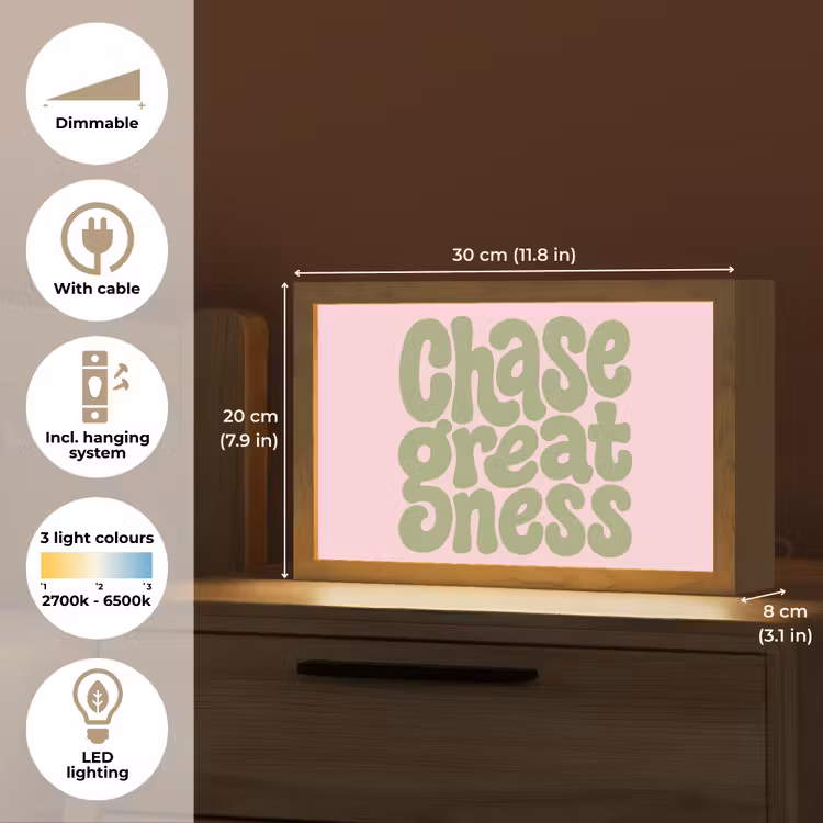 Chase greatness - Groen - Roze - Retro Light Box met kabel (Tafellamp) klein -USP_EN