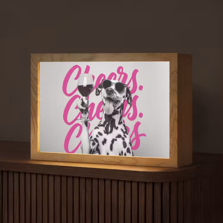 Cheers - Hond - Roze - Wijn Light Box met kabel (Tafellamp) klein -z3d_website
