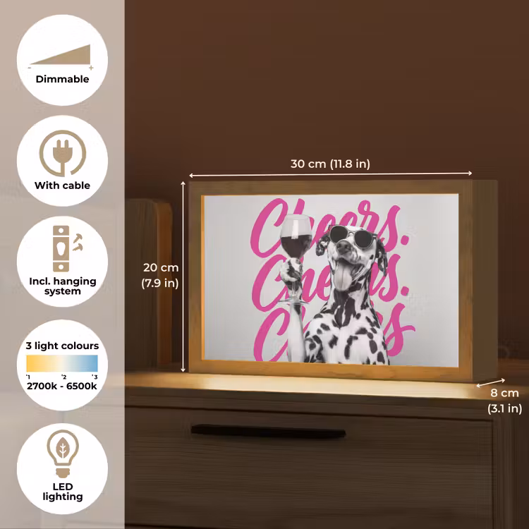 Cheers - Hond - Roze - Wijn Light Box met kabel (Tafellamp) klein -USP_EN