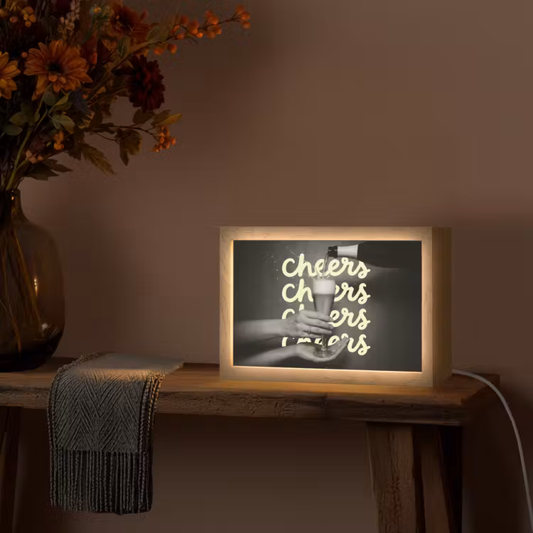 Cheers - Wijn - Zwart - Wit Light Box met kabel (Tafellamp) klein -sfeer4