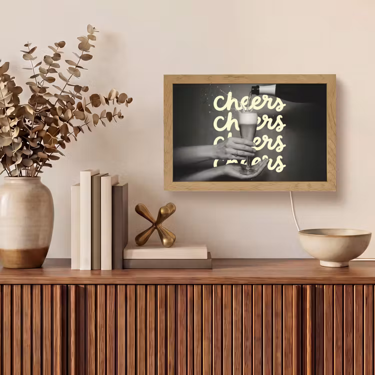 Cheers - Wijn - Zwart - Wit Light Box met kabel (Tafellamp) klein -sfeer2