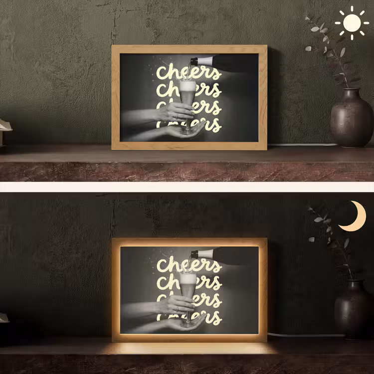 Cheers - Wijn - Zwart - Wit Light Box met kabel (Tafellamp) klein -sfeer3