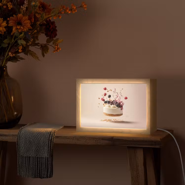 Cheesecake - Eten - Roze - Taart Light Box met kabel (Tafellamp) klein -sfeer4
