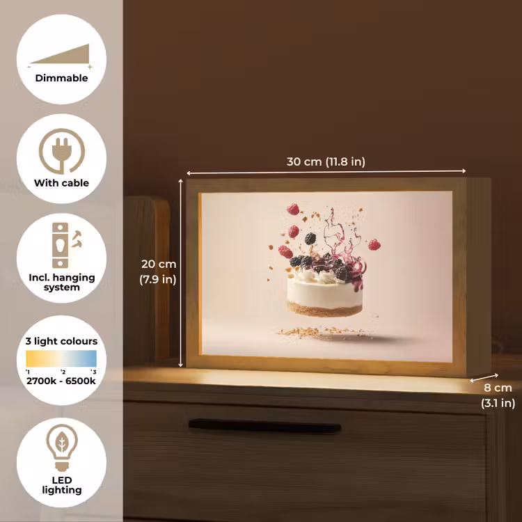 Cheesecake - Eten - Roze - Taart Light Box met kabel (Tafellamp) klein -USP_EN
