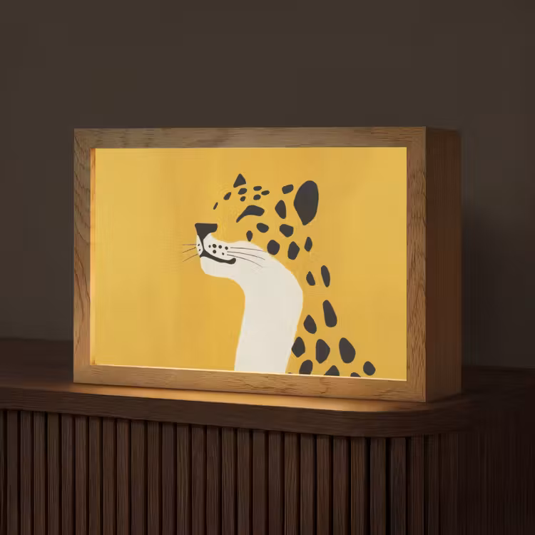 Cheetah - Illustratie - Geel Light Box met kabel (Tafellamp) klein -z3d_website