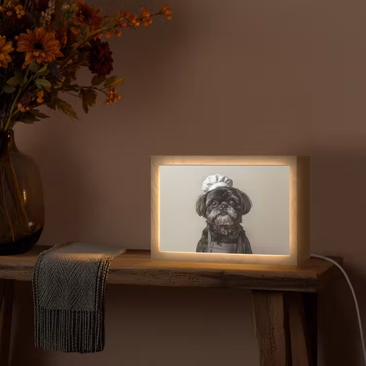 Kokskleding - Zwart - Hondje Light Box met kabel (Tafellamp) klein -sfeer4