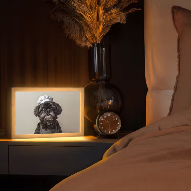 Kokskleding - Zwart - Hondje Light Box met kabel (Tafellamp) klein -sfeer1