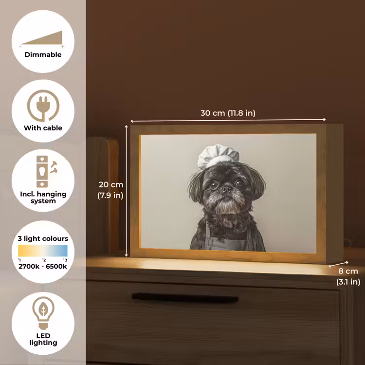 Kokskleding - Zwart - Hondje Light Box met kabel (Tafellamp) klein -USP_EN