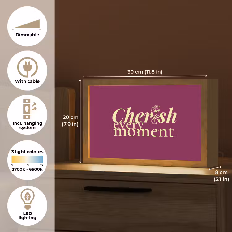 Cherish every moment - Cocktailglas - Bordeaux Light Box met kabel (Tafellamp) klein -USP_EN