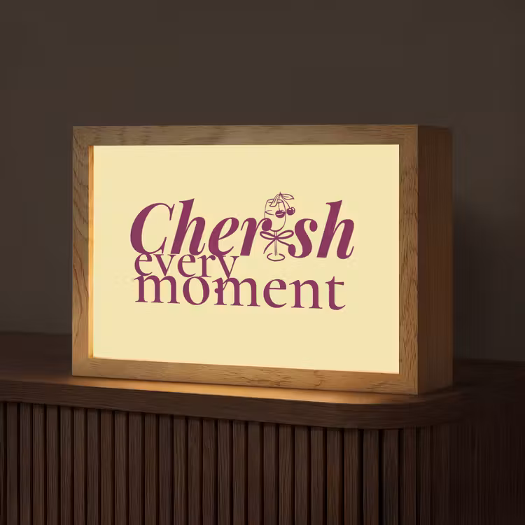 Cherish every moment - Cocktailglas - Geel Light Box met kabel (Tafellamp) klein -z3d_website
