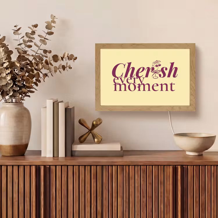 Cherish every moment - Cocktailglas - Geel Light Box met kabel (Tafellamp) klein -sfeer2