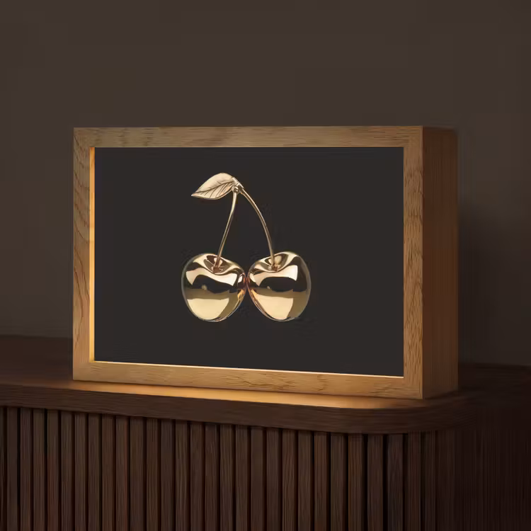 Kersen - Zwart - Goud - Chrome Light Box met kabel (Tafellamp) klein -z3d_website