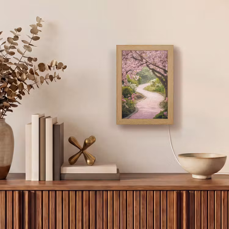 Kersenbloesem - Natuur - Sakura - Pad - Japanse tuin Light Box met kabel (Tafellamp) klein -sfeer2