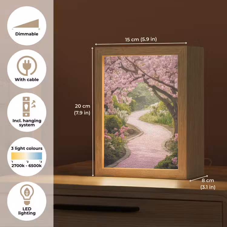 Kersenbloesem - Natuur - Sakura - Pad - Japanse tuin Light Box met kabel (Tafellamp) klein -USP_EN