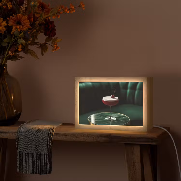 Kers - Cocktail - Rood - Marmer Light Box met kabel (Tafellamp) klein -sfeer4