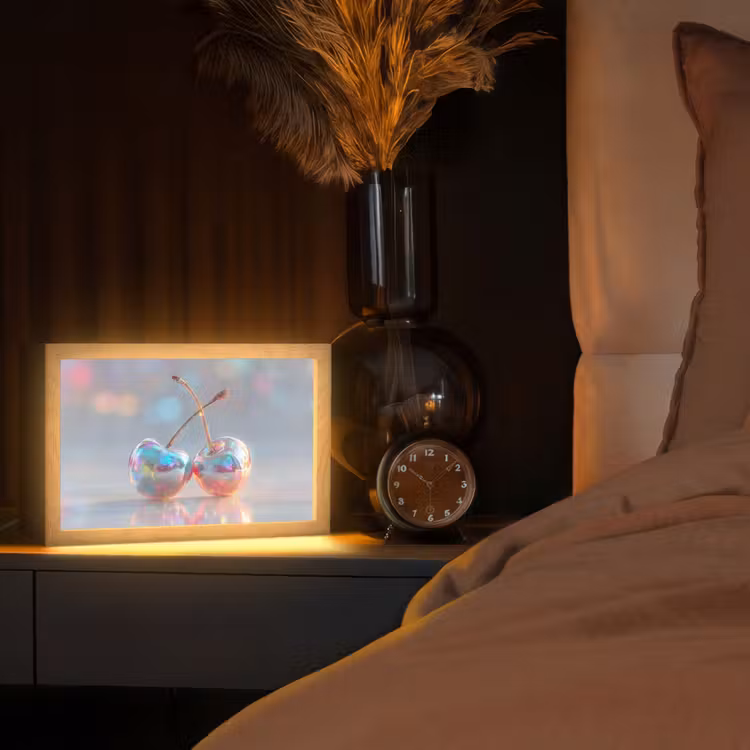 Kersen - Glanzend - Regenboogkleur Light Box met kabel (Tafellamp) klein -sfeer1