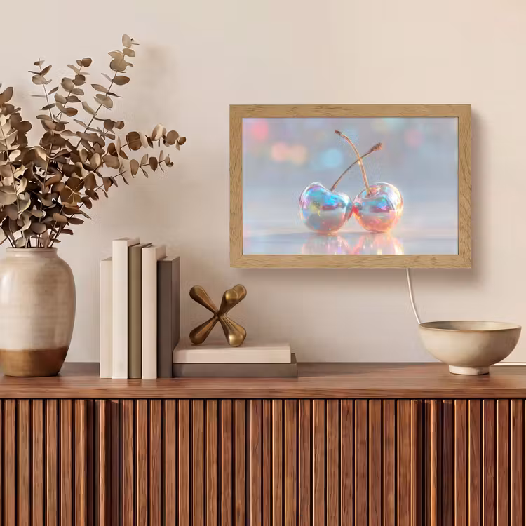 Kersen - Glanzend - Regenboogkleur Light Box met kabel (Tafellamp) klein -sfeer2