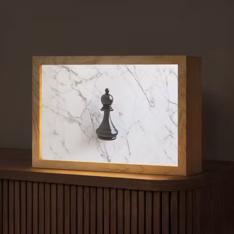 Schaakstuk - Loper - Zwart - Marmer Light Box met kabel (Tafellamp) klein -z3d_website