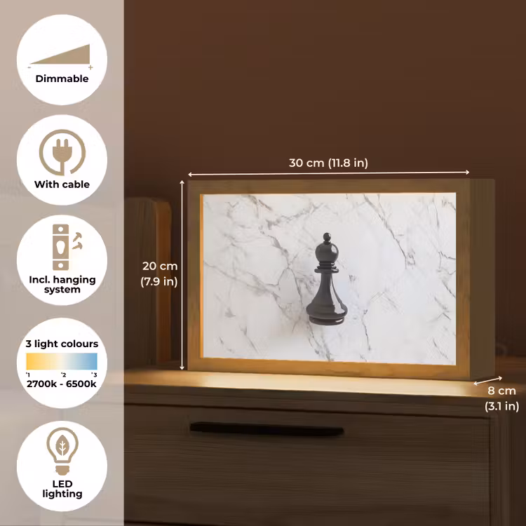 Schaakstuk - Loper - Zwart - Marmer Light Box met kabel (Tafellamp) klein -USP_EN