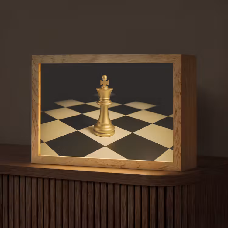 Schaakstuk - Koning - Schaakbord - Geblokt Light Box met kabel (Tafellamp) klein -z3d_website