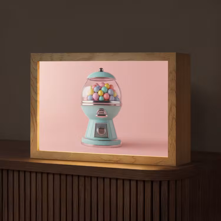 Kauwgom - Retro - Snoep - Roze Light Box met kabel (Tafellamp) klein -z3d_website