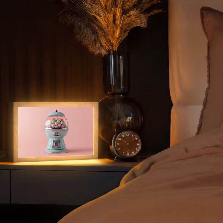 Kauwgom - Retro - Snoep - Roze Light Box met kabel (Tafellamp) klein -sfeer1